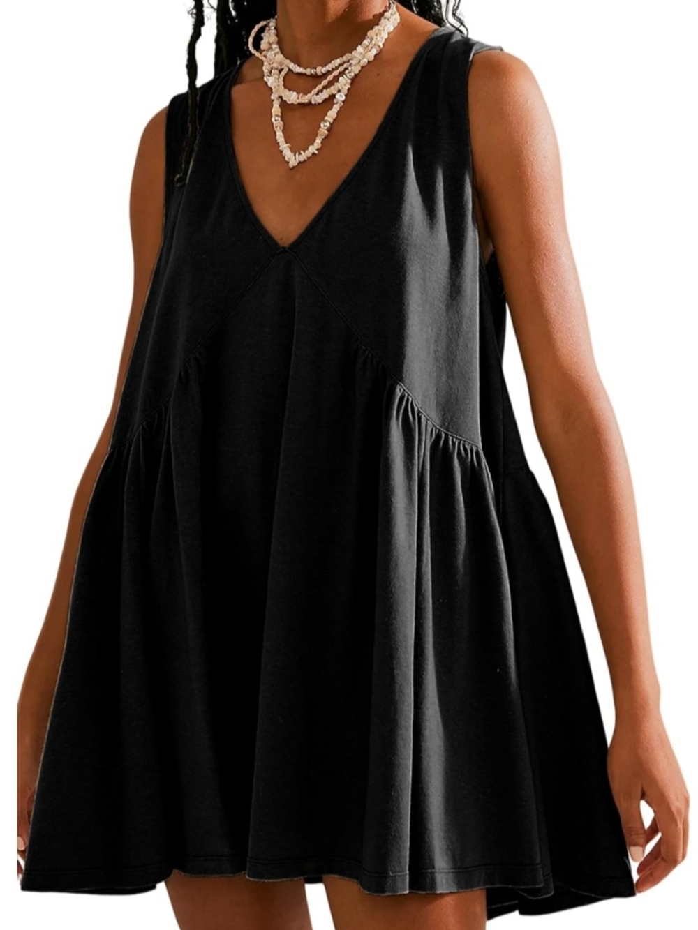 Black Sleeveless V-Neck Women's Dress
